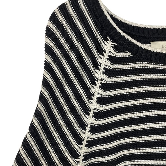 Loft Cotton knit sweater, black and white with the cutest seams. Womens Large. - Picture 3 of 6